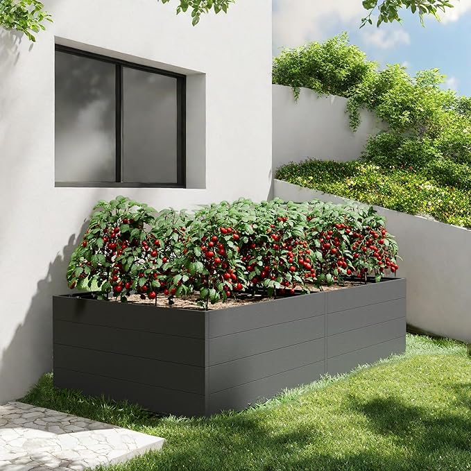 4x4x2ft Raised Garden Beds Outdoor 2 PCS, Divisible Elevated Planter Boxes for Gardening with Easy Assembly, Outdoor Raised Beds for Planting Plants Vegetables Flowers Herb Fruits, Square