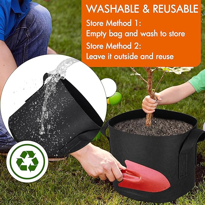Gardzen 2-Pack 40 Gallon Grow Bags, Aeration Fabric Pots with Handles, Pot for Plants