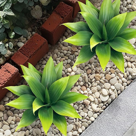 Fake Plants Artificial Agave Plants,Large UV Resistant Fake Agave Planters for Indoor and Outdoor Decorating Tropical Plant Succulents Greenery Indoor Decor((2Pack Light Green) 13.8"