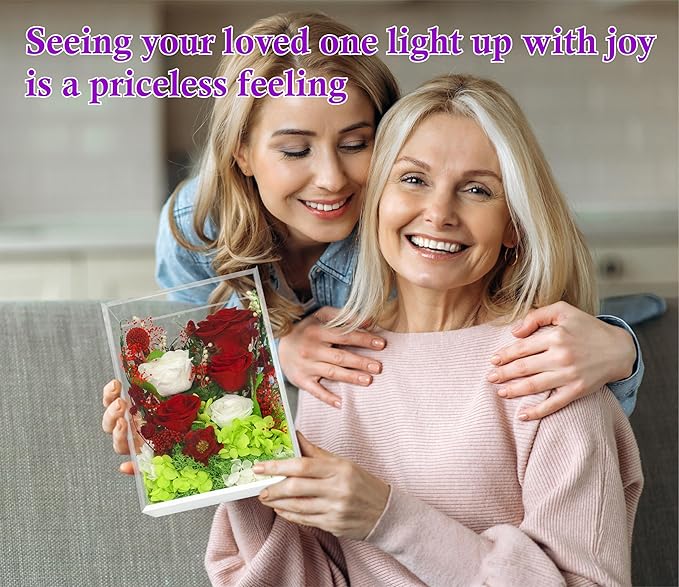 Valley of Rain & Forest Long-Lasting Real Flowers, Handcrafted Preserved Rose Bush For you to Send Love for All Occasions, Floral Arrangement for Indoor Decoration (Red White Roses Arrangement)