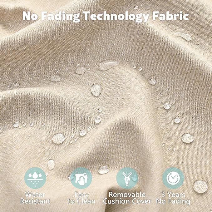 4-Piece Wicker Patio Furniture Set, All-Weather Rattan Conversation Bistro Loveseat Chair and Table Set for Backyard, Balcony and Deck with Soft Cushions and Metal Table(Tan)