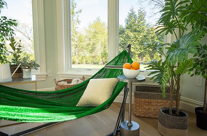 Best Home Fashion Hammock with Collapsible Steel Stand 450 lbs Capacity & Carrying Case, Portable & Adjustable, Perfect for Camping Beach Summer Patio, EZ Daze Foldable Hammock with Stand- Green