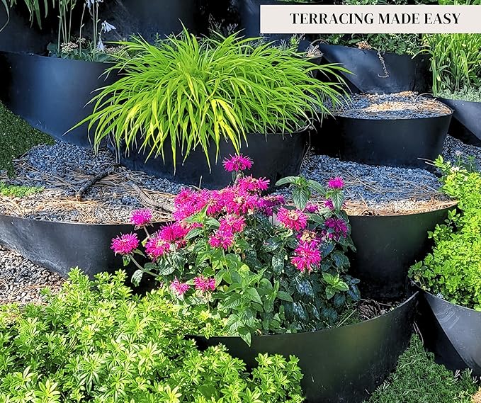 Dirt Locker Erosion Control Hillside Planters, 20-Pack-Black—DIY-Raised Garden Bed Terracing Kit for Steep Slopes, 25°-35°-Geogrid Water Retention Planting Stabilizer-Retaining Wall Compatible