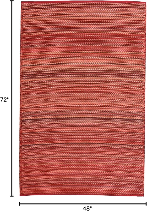 Fab Habitat Outdoor Rug - Waterproof, Fade Resistant, Crease-Free - Premium Recycled Plastic - Striped - Patio, Deck, Porch, Balcony, Laundry Room - Cancun - Sunset - 4 x 6 ft