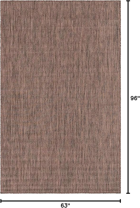 Unique Loom Collection Casual Transitional Solid Heathered Indoor/Outdoor Flatweave Area Rug (5' 3" x 8' Rectangle, Light Brown/Ivory)