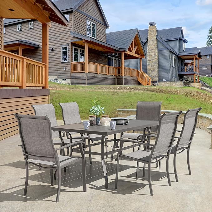 NUU GARDEN Patio Dining Chairs Set of 4, All Weather Textilene Patio Chairs,Powder-Coated Metal Frame Outdoor Patio Bistro Dining Chairs for Lawn Garden Backyard, Light Gray