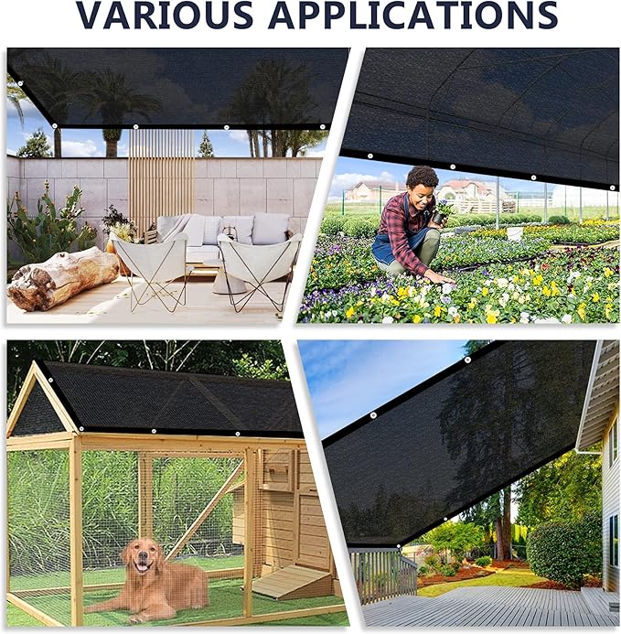 VICLLAX 30% Shade Cloth, 14x24FT Durable Black Mesh Trap with Every 3 FT Grommet, Sun Shade Fabric Netting for for Plants Cover, Greenhouse, Chicken Coop, Barn Kennel, Garden Patio
