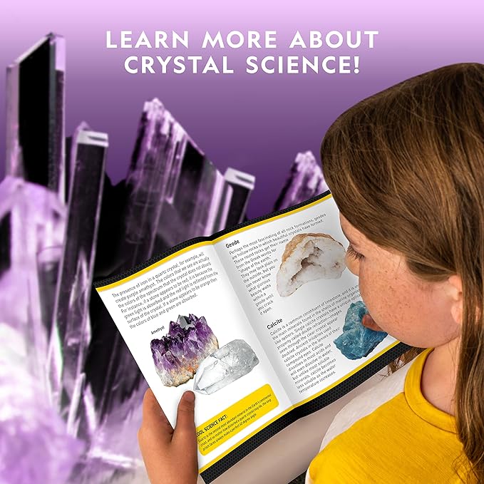 National Geographic Mega Crystal Growing Kit - Grow 6 Crystals with Light-Up Stand, Science Gifts for Kids 8-12