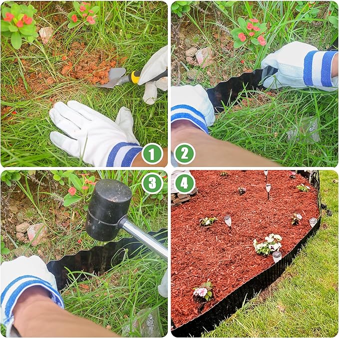 Metal Corrugated Garden Edging, Landscape Edging for DIY Flower Beds, Flexible Bender Border for Lawn, Garden and Yard, Galvanized Garden Edging (Black, 6 Inch x 50FT)