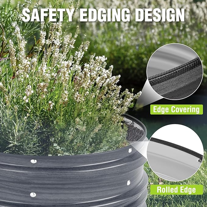 WORKPRO 3Pcs 2x2x1ft Galvanized Raised Garden Bed Set, Rust & Corrosion Protection, Easy Assembly, Safe Edge, Ideal for Vegetables & Flowers, Dark Gray