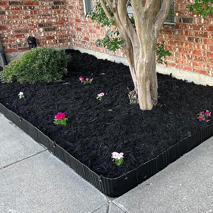 Corrugated Metal Garden Edging, 8"×20Ft Metal Landscape Edging for Lawns, Borders and Flower Beds, Metal Garden Edging Border for Garden and Yard, Sturdy Garden Long Strips, Black