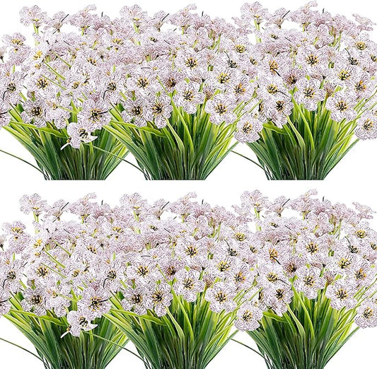 20 Bundles Artificial Flowers Outdoor UV Resistant Fake Flowers No Fade Faux Plastic Plants Garden Porch Window Box Decorating(White)…