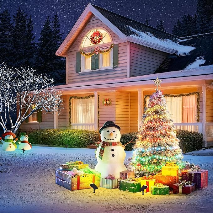 Linkind RGB Halloween Solar Lights Outdoor Waterproof IP67 StarRay Color Changing Spot Lights Outdoor for Yard Garden Pathway Holiday Christmas Decorations (Multicolor, 2 Pack)