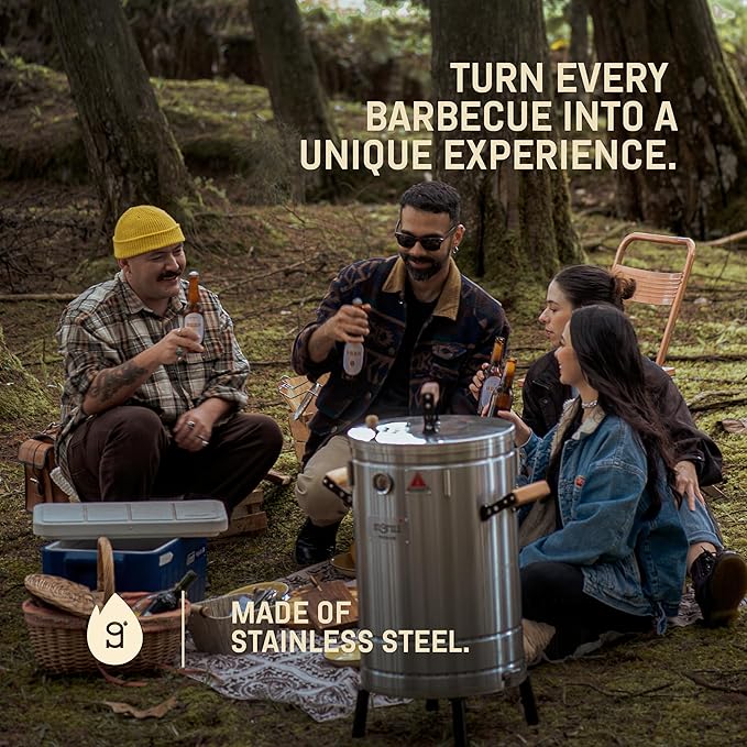 Charcoal Grills - 25 lbs Stainless Steel Smoker Grill 3-in-1 for Cooking & Home BBQ - Portable Vertical Smoker Barrel for Outdoor Grilling & Camping - Meat Grill with Thermometer & Accessories