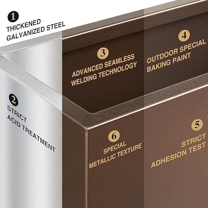 Wallowa Metallic Heavy Long and Large Outdoor/Indoor Planter Box, 38”Lx15”Wx15”H, 40Pounds, Espresso