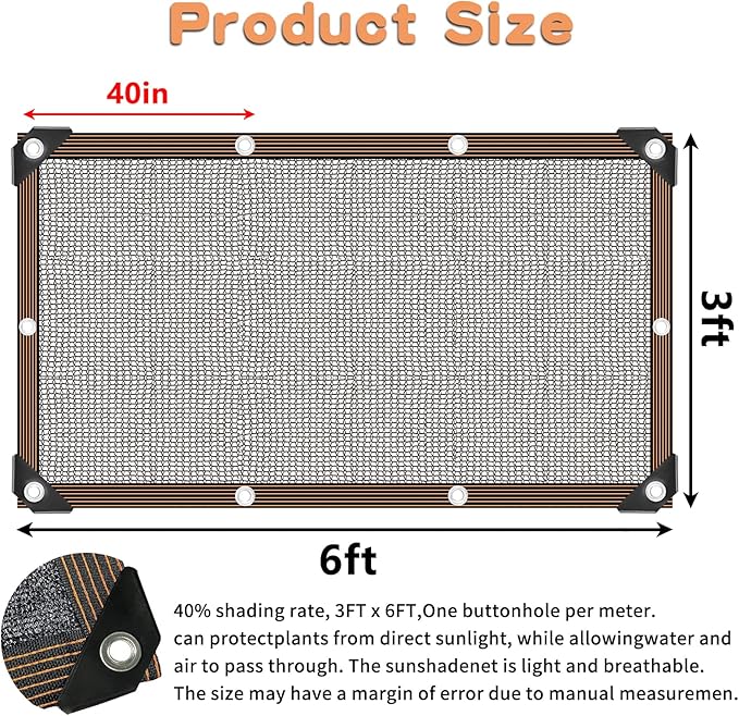 Shade Cloth for Garden Plants Greenhouse, 40-50% Sunblock Neting -for Outdoor Garden Lawn Plant Sun Shade Cloths for Kennel Chicken Coop Easier to Hang Net Cover