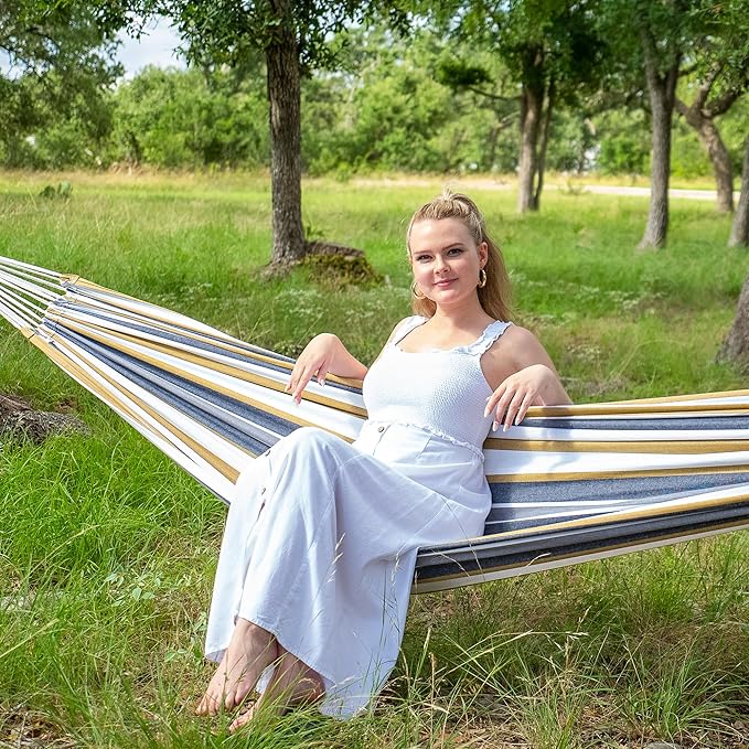 SUNCREAT Large Hammock for Tree, Outdoor Tree Fabric Hammock Only, Coffee Stripes