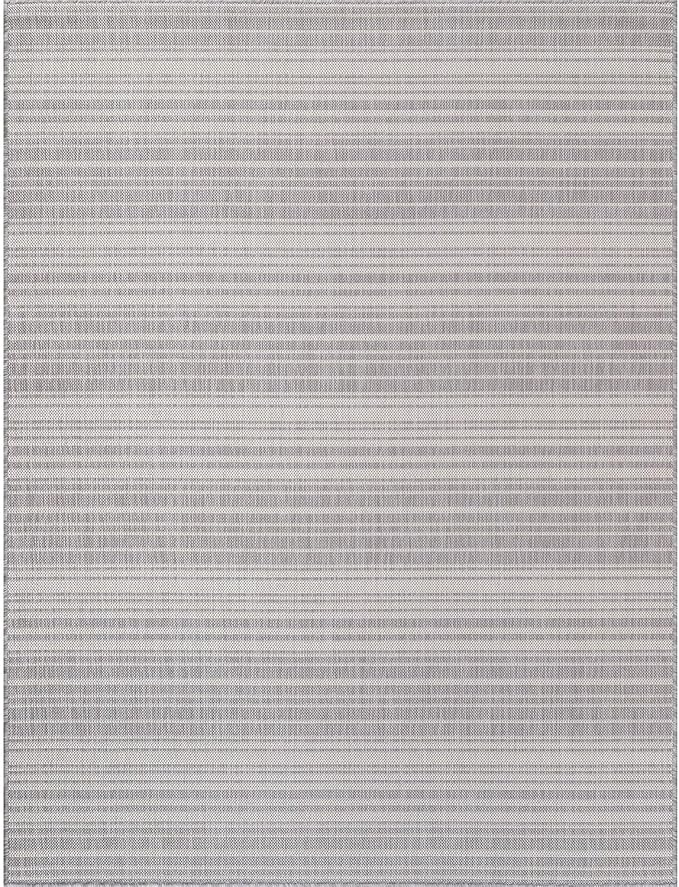 Stripe Outdoor Rug 6x9 Washable Outside Carpet for Indoor Patio Porch Waterproof Easy Cleaning Non Shedding Area Rugs Gray 6 x 9