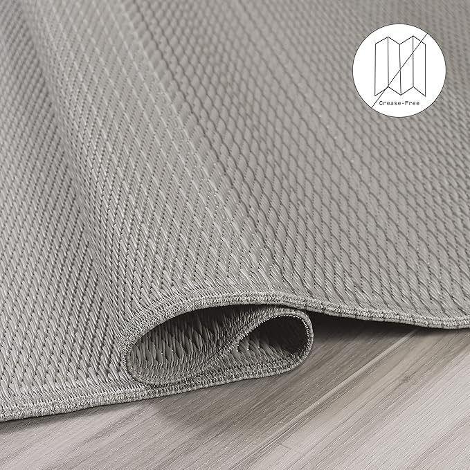 Fab Habitat Outdoor Rug - Waterproof, Fade Resistant, Crease-Free - Premium Recycled Plastic - Neutral Ombre - Patio, Deck, Porch, Balcony, Laundry Room - Big Sur - Ash - 4 x 6 ft