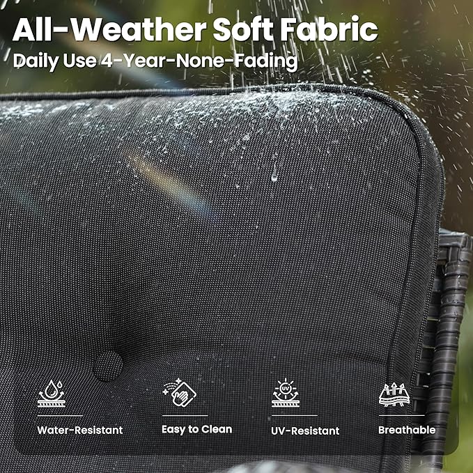 ovios 5 Pieces Patio Furniture Set, Outdoor Wicker Sofa with Swivel Chairs, Coffee Table, All Weather High Back Rattan Loveseat Couch with Comfy Cushions, Black