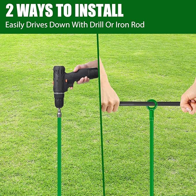 Chumia 6 Pcs 18 Inch Ground Anchor Spiral Blade Heavy Duty Earth Anchors Swing Set Metal Shed Kit for Garden Securing Trees Tents Trampoline Canopies Shelters (Green)