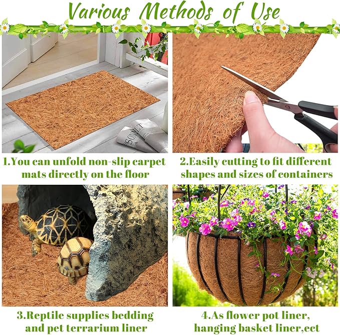 Riare 3 Pack 16 × 80 Inch No-Slip Ice and Snow Carpet Mats- Waterproof Outdoor Coconut Fiber Carpet Anti-Slip Coir Runner for Walkways, Front Door, Stairs, Porch Safe & Stable Walking