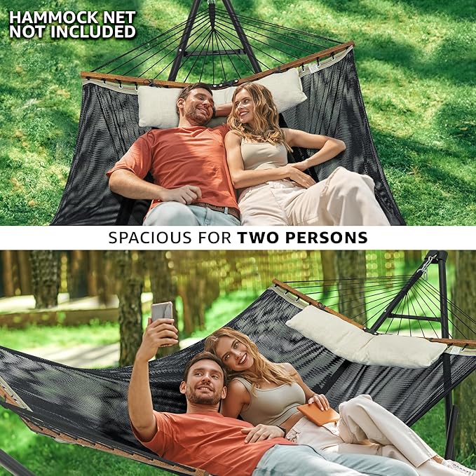 Tranquillo Unity Adjustable Hammock Stand, 800 lbs Capacity Steel Double Hammock Stand for 2 Persons, Premium Pre-Assembled Stand for Indoor Outdoor, Frame Black