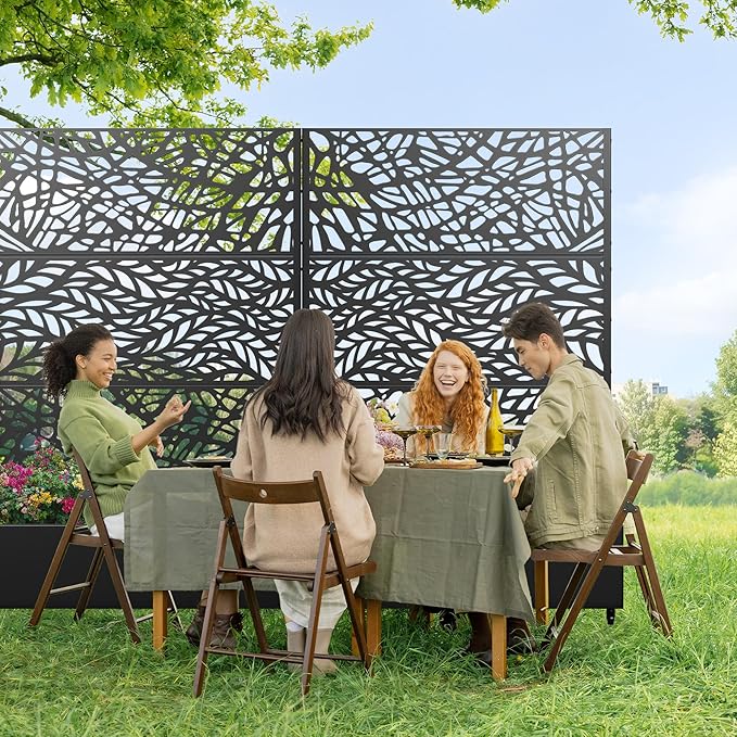 Casaphoria Metal Raised Garden Bed with Trellis and Wheels, 72"x 47"x 16" Planter Box for Climbing Plants, Vegetables & Vines, Features Drainage Holes and Privacy Screen,Black(Black-Spring&Net)