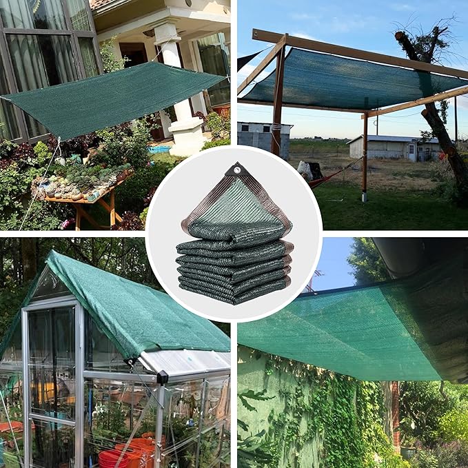 60% 20 X 48 FT Green Shade Cloth, Outdoor Woven Sun Shade with Grommets, Durable Breathable Netting Shading Antifreezing for Patio, Garden, DIY Home, Plants Cover, Greenhouse, Dog Kennel