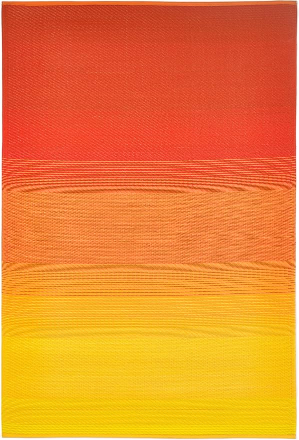 Fab Habitat Outdoor Rug - Waterproof, Fade Resistant, Crease-Free - Premium Recycled Plastic - Ombre - Patio, Porch, Deck, Balcony - Big Sur - Sunset - 5 x 8 ft