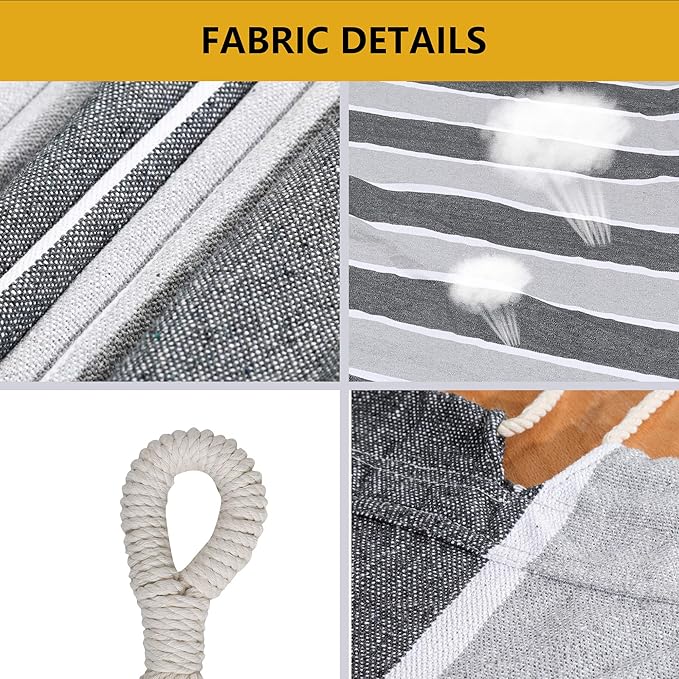 Double Hammock Brazilian Hammocks with Portable Carrying Bag,Soft Woven Fabric, Up to 450 Lbs Hanging for Patio,Trees,Garden,Backyard,Porch,Outdoor and Indoor XXX-Large Grey&White Stripe