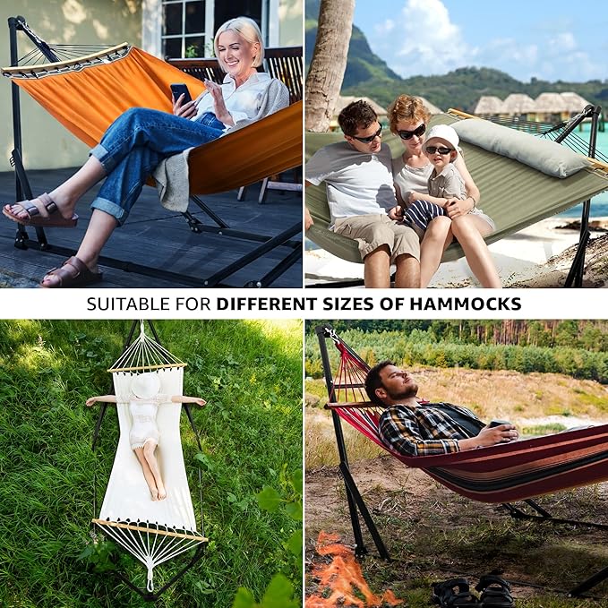 Tranquillo Unity Adjustable Hammock Stand, 800 lbs Capacity Steel Double Hammock Stand for 2 Persons, Premium Pre-Assembled Stand for Indoor Outdoor, Sage