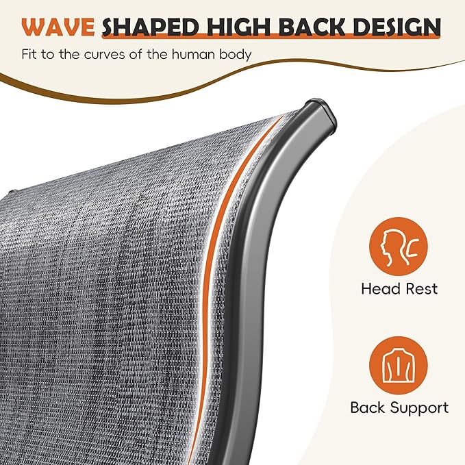 UDPATIO Patio Dining Chairs Set of 6, High Back Wide Seat Outdoor Furniture Chairs with All Weather Breathable Textilene, for Lawn Garden Backyard, Dark Grey