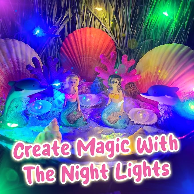 BLOONSY Mermaid Fairy Garden Kit for Kids | Light Up Terrarium Kit | Mermaid Gifts Toys for Girls | Science STEM Arts and Crafts Activities for Little Girls Age 8-12