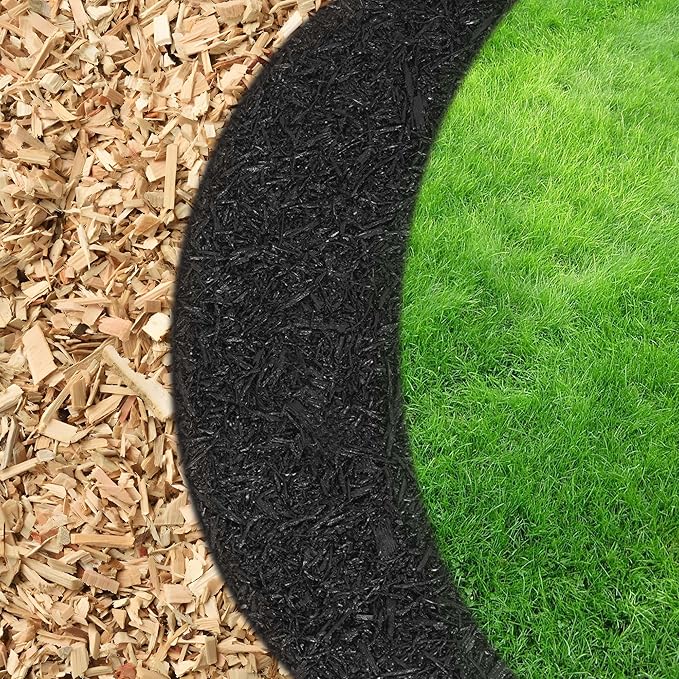 uyoyous Black Rubber Mulch Mat Roll, 8' x 2' Recycled Mulch Walkway Pathway, Permanent Garden Barrier Edging Border Mat, for Landscaping Outdoor