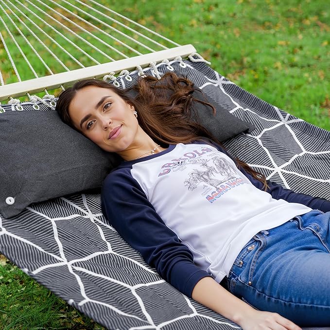 ANOW Double Hammock with Stand Included, 2 Person Hammock with Stand for Outside, 450 LBS Weight Capacity, Gray Cube