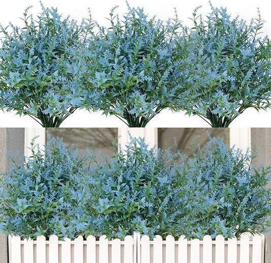 Blue Artificial Flowers for Outdoor Faux Outdoor Flowers Artificial Flowers That Look Real Outdoor Fake Flowers Outdoor Flowers Artificial for Porch Artificial Lavender Flowers for Outdoors(Blue)
