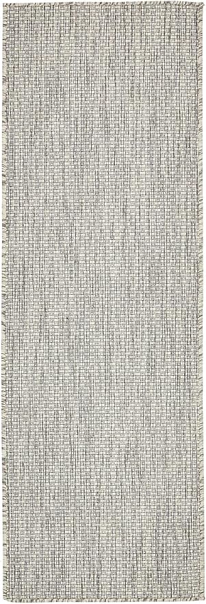 Unique Loom Collection Casual Transitional Solid Heathered Indoor/Outdoor Flatweave Area Rug (2' x 6' 1" Runner, Light Gray/Ivory)