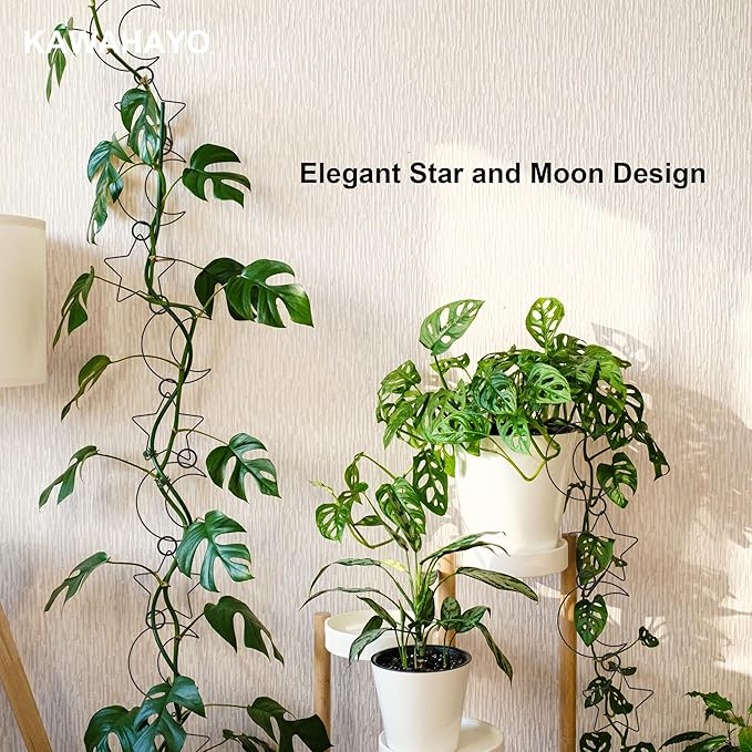 20 Pcs Chain Trellis for Climbing Plants, Plant Trellis Indoor and Outdoor, Garden Wall Trellis, Vine Support Plant Accessories for Monstera, Pothos, Ivy, Climbing Plants (Black Moon and Star)