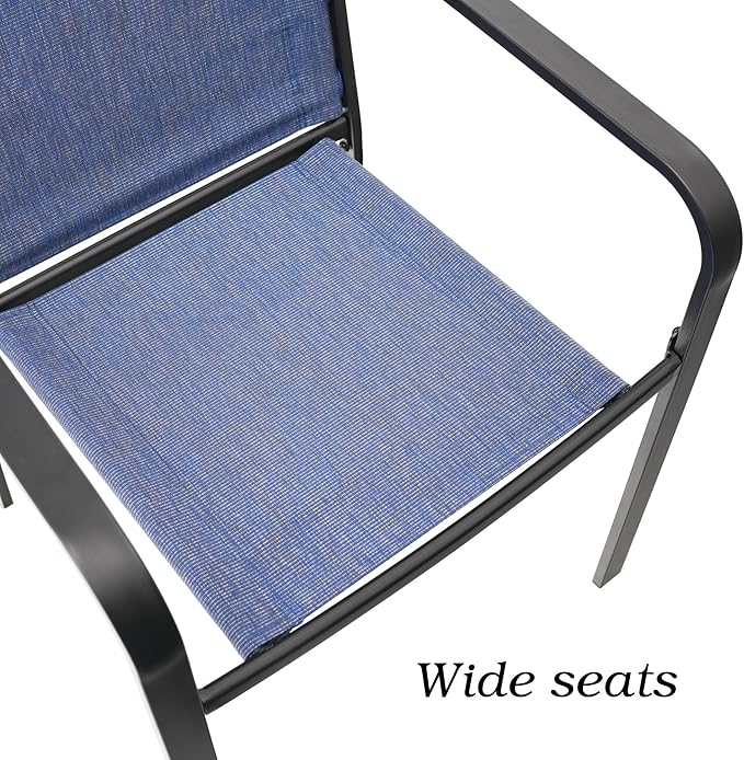 Patio Dining Chairs Set of 4, Outdoor Stackable Dining Furniture Set, All Weather Dining Set for Lawn, Garden, Backyard, Poolside, Blue