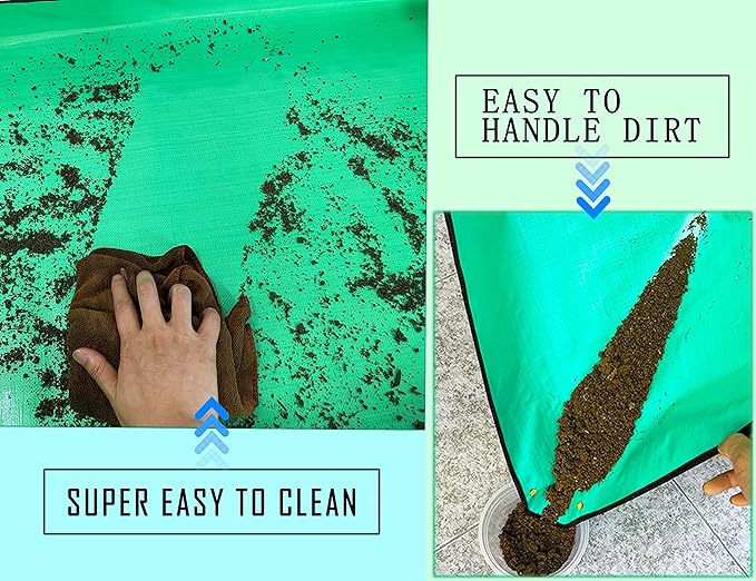 Extra Large 43in*30in Plant Repotting Mat, Waterproof, Foldable, Reusable, Black