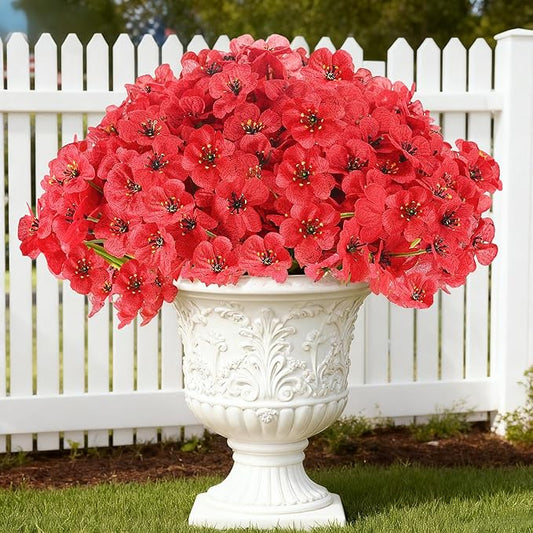 16pcs Outdoor Artificial Flowers UV Resistant Fake Flowers Bulk Artificial Flowers for Decoration Faux Silk Flowers for Garden Porch Window Box Hanging Planter Decorating