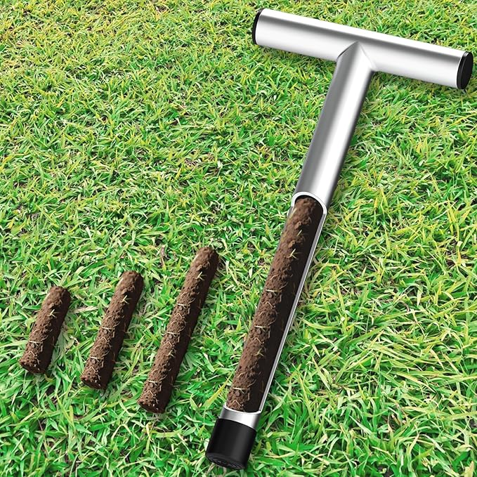 ForoGore 12 Inch Stainless Steel Soil Sampler Probe, T-Style Handle Soil Test Probe, Soil Probe for Soil Sampling, Soil Test Kit for Plant Care, Farm, Lawn Garden