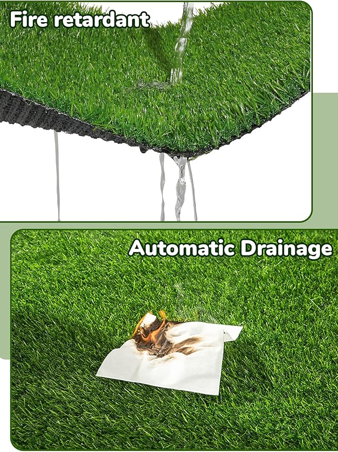 MYOYAY Artificial Grass Turf Rug 3.3x33 ft Artificial Grass Mats 1.2" Pile Height Pet Training Synthetic Carpet Roll with Drain Holes for Indoor Outdoor Patio Garden Lawn Landscape