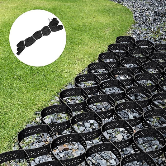 Geo Grid 3" Thick Gravel Ground Grid - 9 x 17 Ft Driveway Geocell with 1885 LBS Per Sq Load, Foldable Gravel Retainer Permeable Stabilizer for Driveways, Walkway, Slope Shed Base & Garden