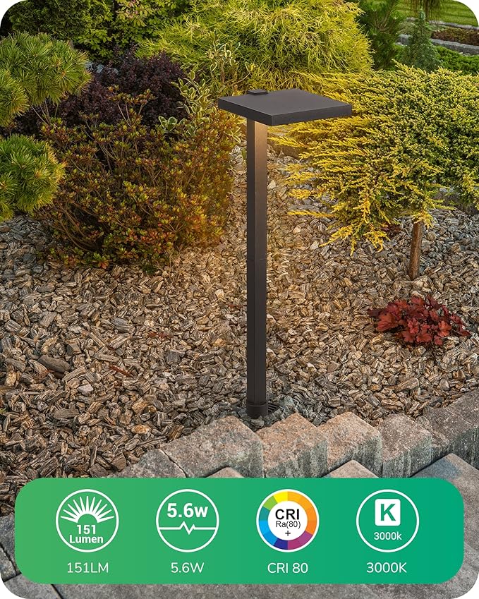 EDISHINE Low Voltage Landscape Lighting, 5.6W 151LM 3000K 50,000 Hrs Waterproof LED Pathway Lights, 12V Aluminum Outdoor Landscape Lighting with Connectors for Yard, Garden, Walkway, 4 Pack