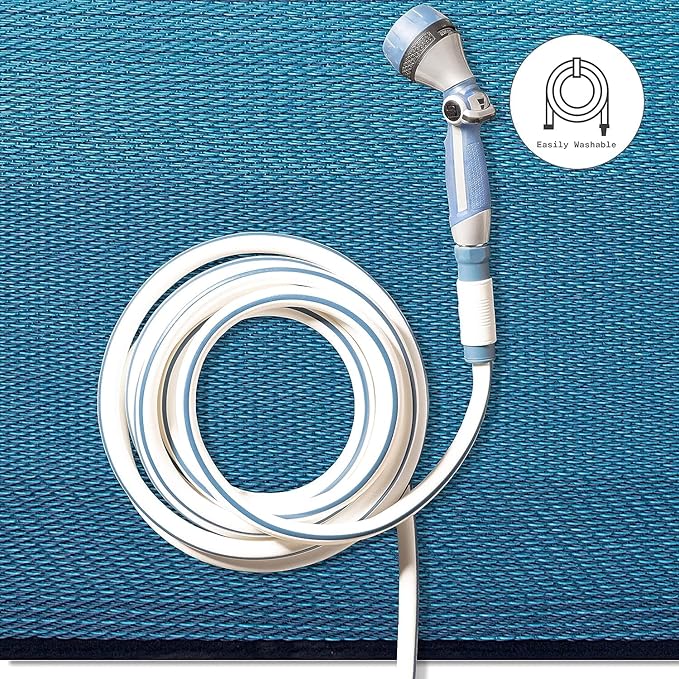 Fab Habitat Outdoor Rug - Waterproof, Fade Resistant, Crease-Free - Premium Recycled Plastic - Ombre - Porch, Deck, Balcony, Mudroom, Laundry Room, Patio - Big Sur - Teal - 3 x 5 ft