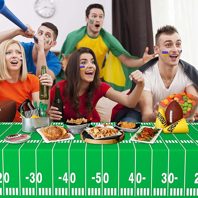 6 Pack Football Party Decorations Disposable Tablecloth, Plastic Touchdown Table Cover, 54x108 in Waterproof Tablecloth for Birthday Party Picnic Football Party Game Football Gameday, GB-1130
