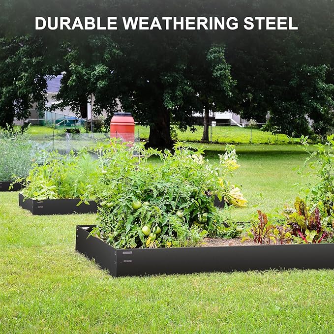 Steel Landscape Edging, 5 Packs 39 x 3.8 in Rust-Resistant Metal Landscape Edging, Bendable Garden Edging Border, Easy-to-Install, Flower Bed Yard Pathway Divider Black