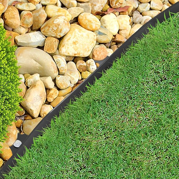 Gardzen 1.5" x 80' Landscape Edging Kit, Garden Edging Coil Comes with 100 Pcs Spikes, No Dig Lawn Border Design